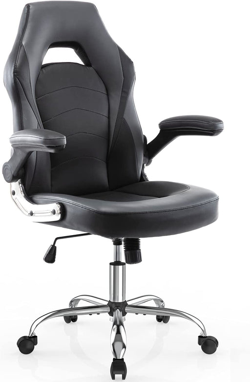 Gaming Chair, Racing Style Bonded Leather Gamer Chair, Ergonomic Office Chair Computer Desk Executive Chair, with Adjustable Height and Flip-Up Arms, Gaming Chair for Adults Teens Kids Men Women